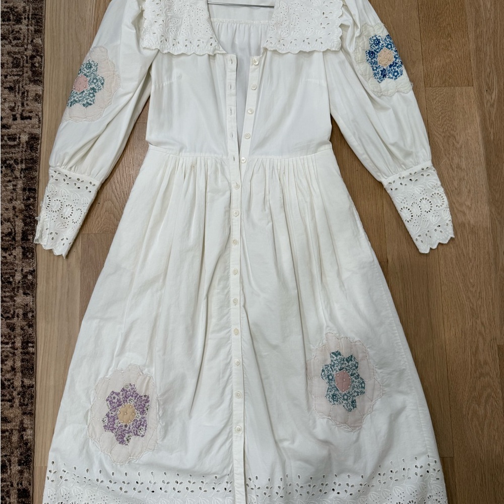 Sea New York Cream Eyelet-Trim dress